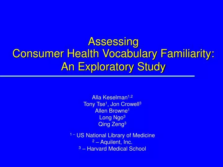 assessing consumer health vocabulary familiarity an exploratory study