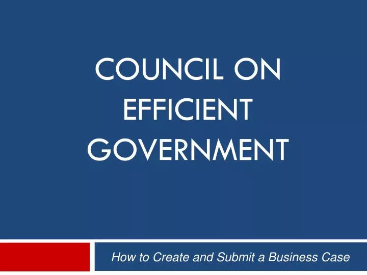 council on efficient government