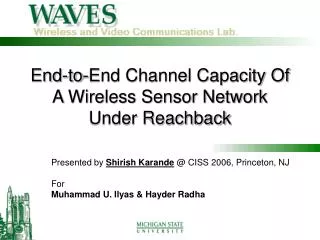 End-to-End Channel Capacity Of A Wireless Sensor Network Under Reachback