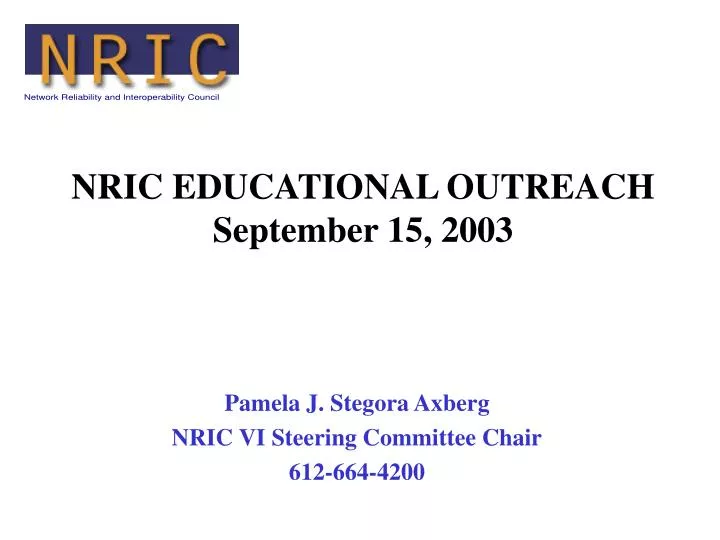 nric educational outreach september 15 2003