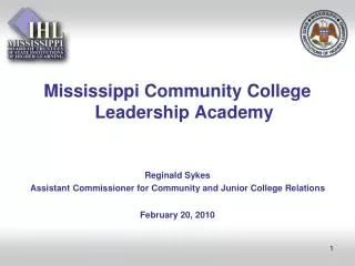 Mississippi Community College Leadership Academy Reginald Sykes