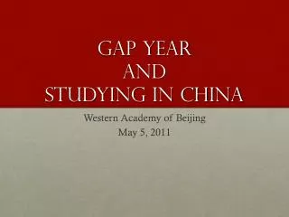 gap year and studying in china