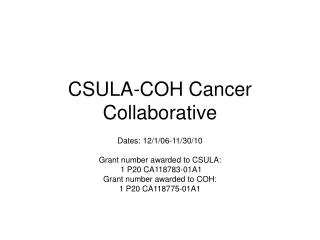 CSULA-COH Cancer Collaborative