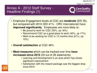 Annex A - 2012 Staff Survey - Headline Findings (1)