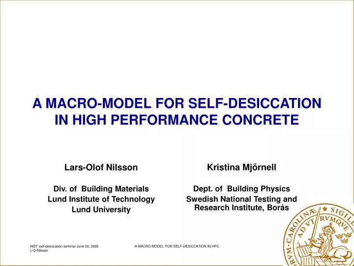 a macro model for self desiccation in high performance concrete
