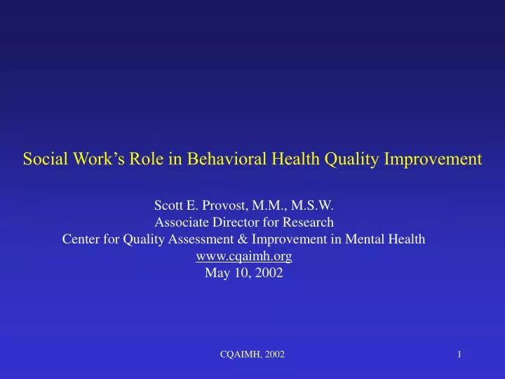 social work s role in behavioral health quality improvement