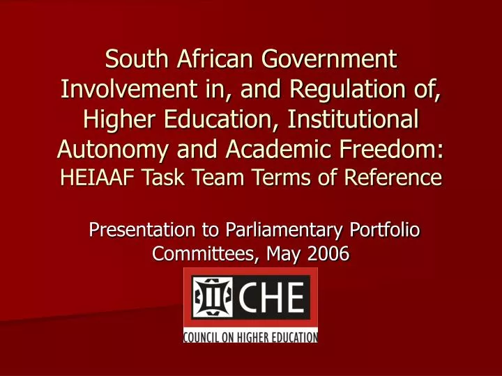 presentation to parliamentary portfolio committees may 2006
