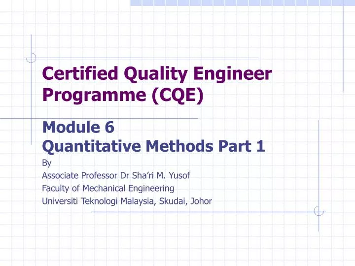 certified quality engineer programme cqe