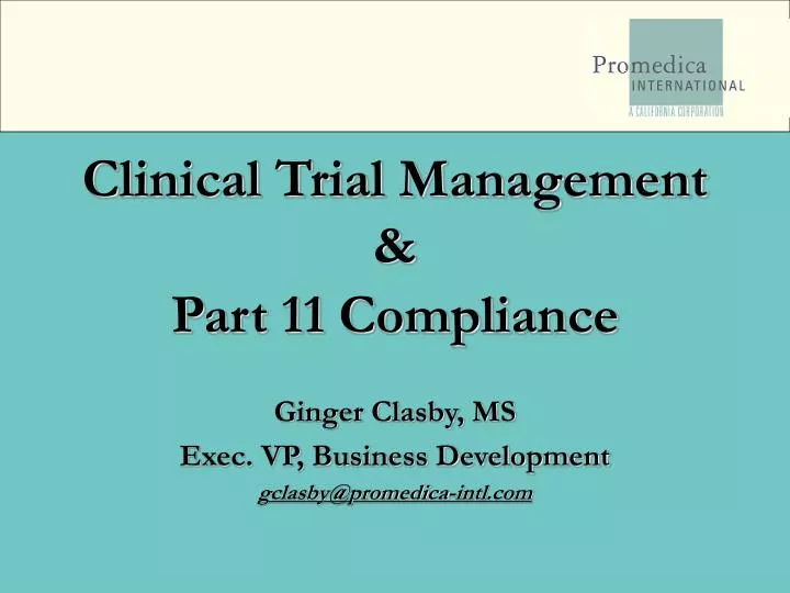 clinical trial management part 11 compliance