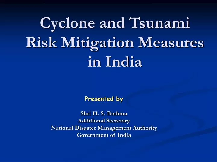 cyclone and tsunami risk mitigation measures in india