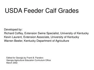 USDA Feeder Calf Grades