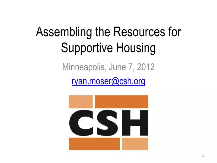 assembling the resources for supportive housing