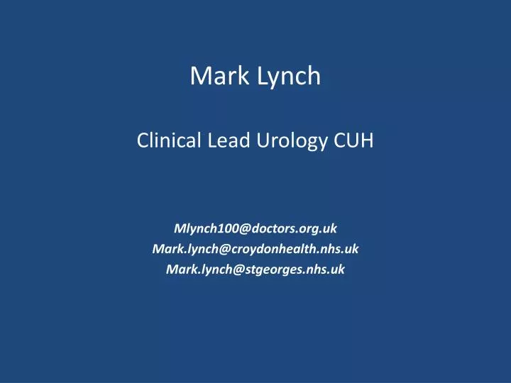 mark lynch clinical lead urology cuh