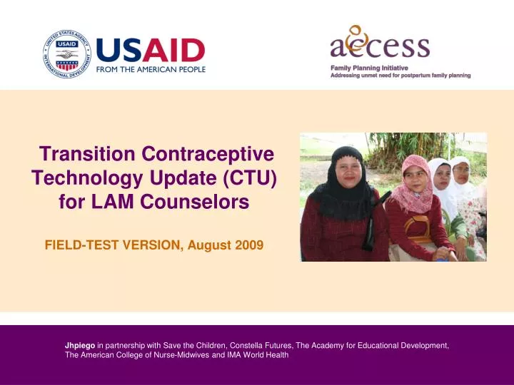 transition contraceptive technology update ctu for lam counselors field test version august 2009