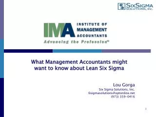 Lou Gorga Six Sigma Solutions, Inc. 6sigmasolutions@optonline (973) 359-0416