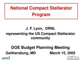 National Compact Stellarator Program