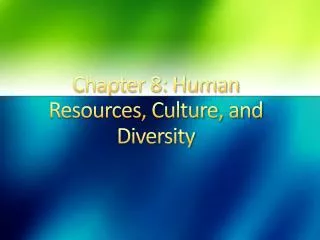 Chapter 8: Human Resources, Culture, and Diversity