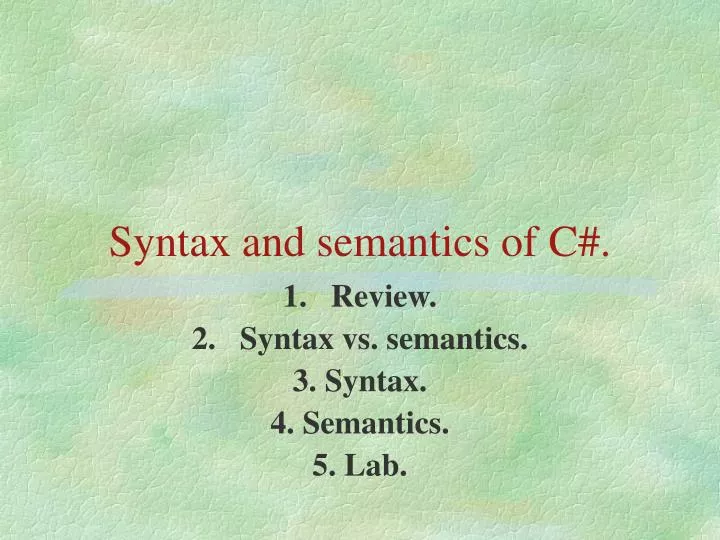 syntax and semantics of c