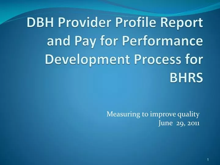 dbh provider profile report and pay for performance development process for bhrs