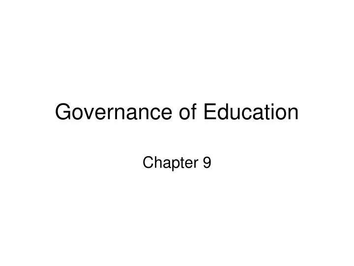 governance of education