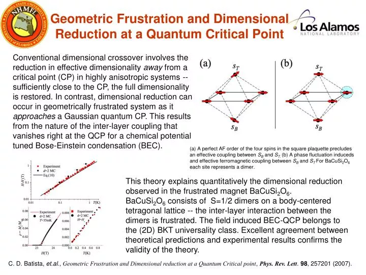 geometric frustration and dimensional reduction at a quantum critical point