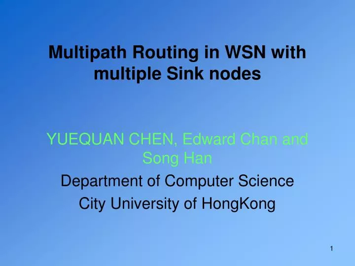 multipath routing in wsn with multiple sink nodes