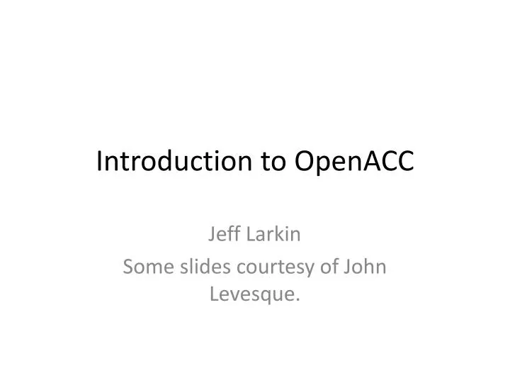 introduction to openacc