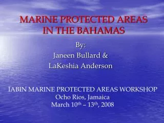 MARINE PROTECTED AREAS IN THE BAHAMAS