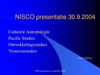 NISCO presentatie 30.9.2004