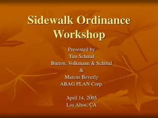 Sidewalk Ordinance Workshop