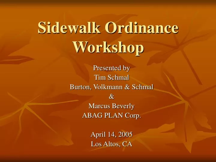 sidewalk ordinance workshop