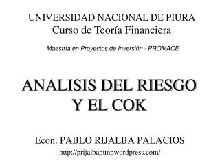 analisis del riesgo y el cok