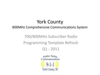 York County 800MHz Comprehensive Communications System