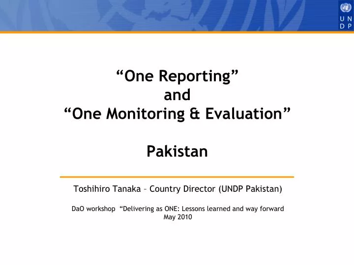 one reporting and one monitoring evaluation pakistan