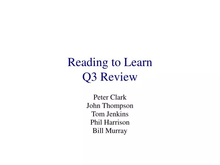 reading to learn q3 review