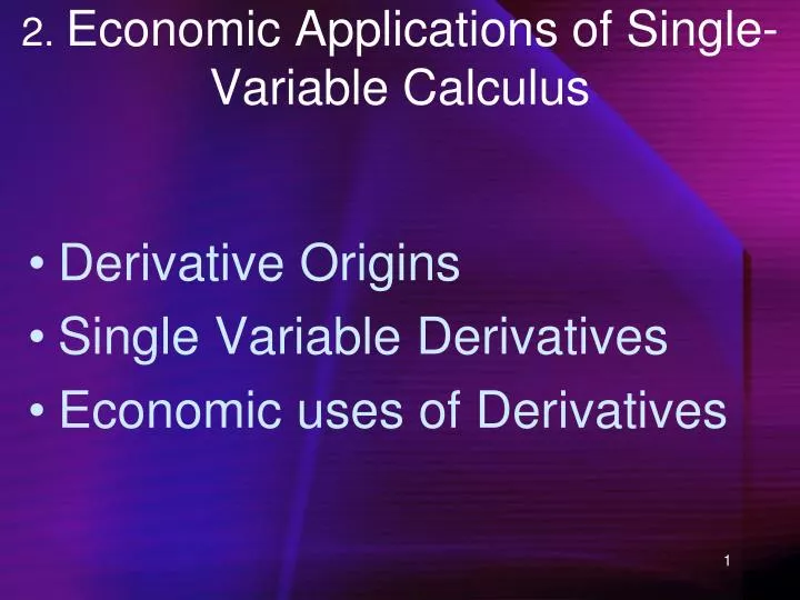 2 economic applications of single variable calculus