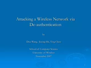 Attacking a Wireless Network via De-authentication