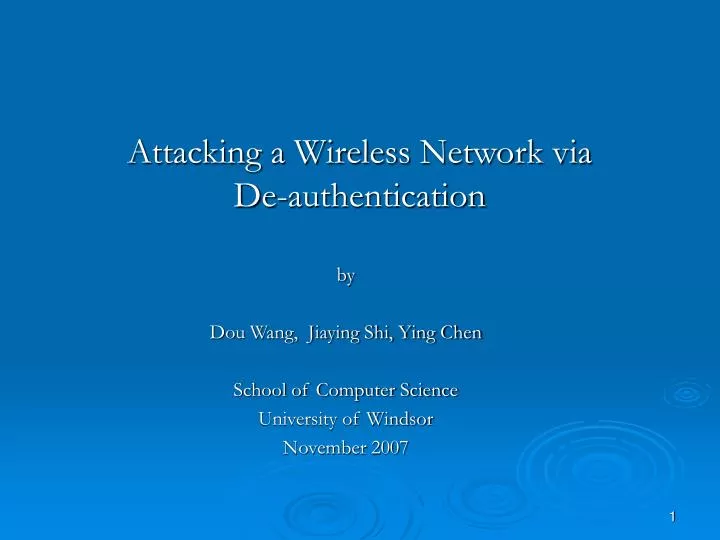 attacking a wireless network via de authentication