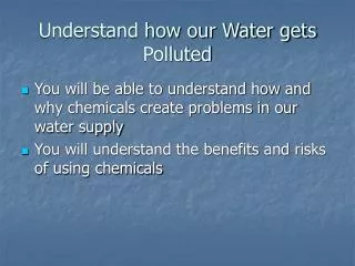 Understand how our Water gets Polluted