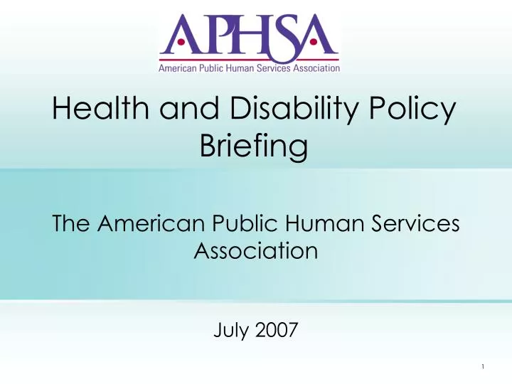 the american public human services association july 2007