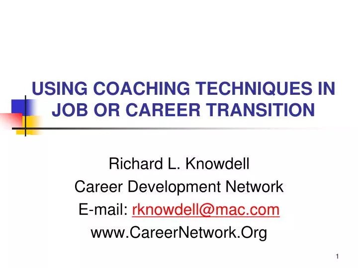 using coaching techniques in job or career transition