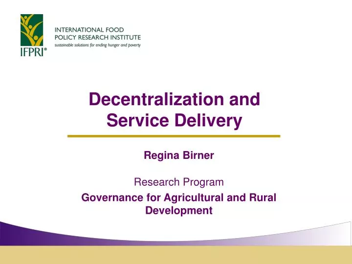 decentralization and service delivery