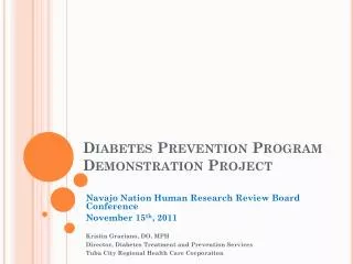 Diabetes Prevention Program Demonstration Project