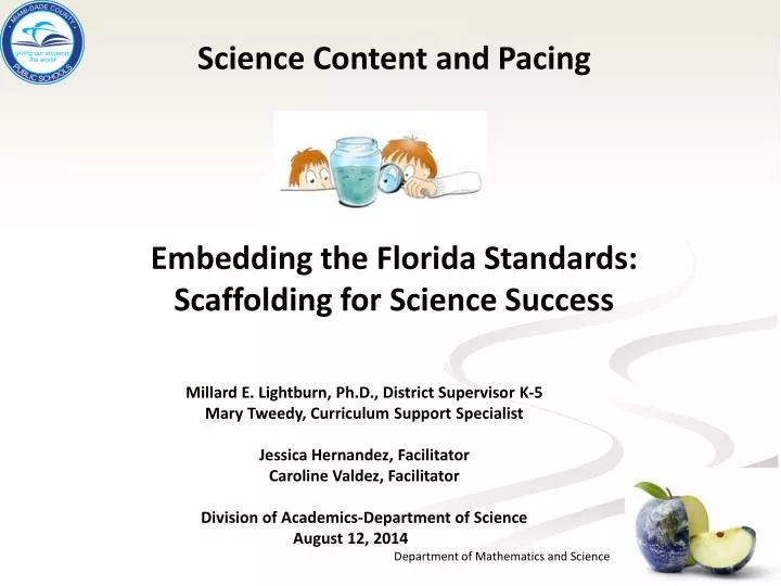 science content and pacing embedding the florida standards scaffolding for science success