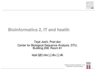 Bioinformatics 2, IT and health