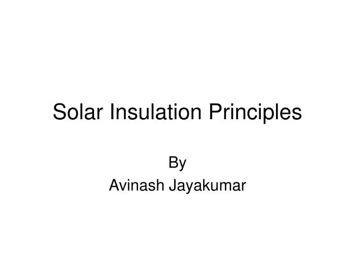 solar insulation principles