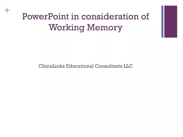 powerpoint in consideration of working memory