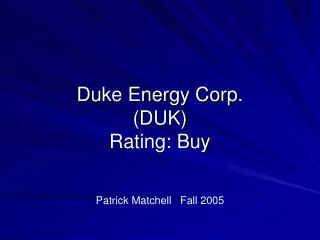 Duke Energy Corp. (DUK) Rating: Buy