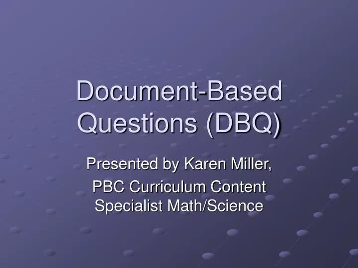 document based questions dbq