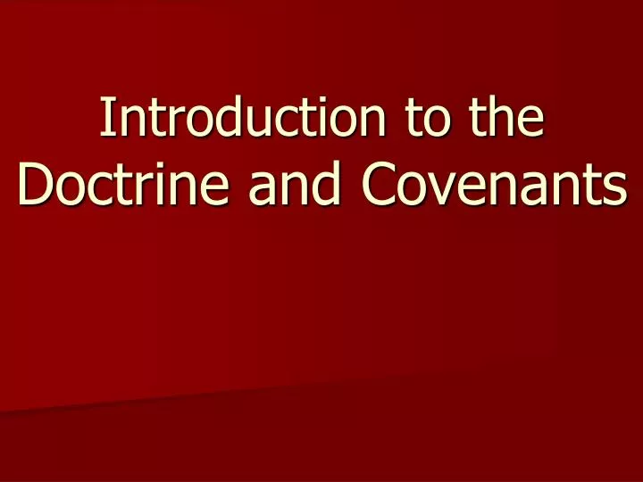 introduction to the doctrine and covenants
